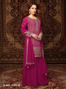 Premium Embroidered Modern Indian <b>Women's</b> Chinon Semi-Stitched Plazzo <b>Suit</b> Party Wear - Product Image 4