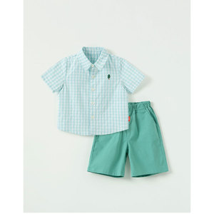 Conjunto de Ropa Casual con Estampado a Cuadros Estilo Coreano OZKIZ para Niños de 2 a 6 Años, Moda Infantil de Verano al por Mayor - Product Image 1