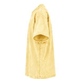 Vintage Washed Butter <b>Yellow</b> Oversized Cotton T <b>Shirt</b> with Embroidered Chest Logo Unisex Streetwear Tee - Product Image 3