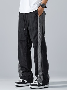 Wholesale OEM Customizable Oversized <b>White</b> <b>Jogger</b> Pants Black Geometric Side Inserts Drawstring Elastic Waist Streetwear Style - Product Image 4