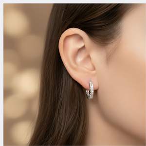 Boucles d'oreilles créoles en or 9 carats avec diamants taille émeraude sertis en canal, 3,60 carats au total - Product Image 6