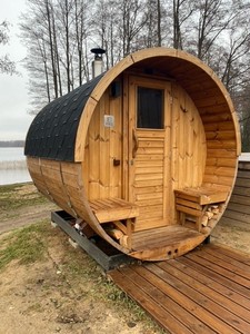 Sauna à charbon de bois de style nordique, cabine de sauna <span class=keywords><strong>extérieure</strong></span> en bois massif avec poêle intégré, finition moderne pour la maison et le jardin - Product Image 3