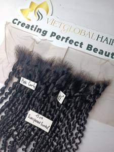 High Quality 13x4 Transparents Lace Frontal Vietnamese Human Hair Pixie <b>Curly</b> Double Drawn Raw Hair <b>Bundles</b> - Product Image 2