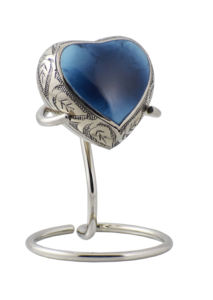 Premium Handcrafted Solid Heart Shaped Keepsake Cremation Urn With Polished Metal Display <b>Stand</b> Featuring Exquisite Designs - Product Image 5