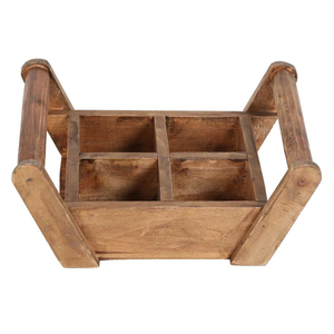 Rustic wooden <b>caddy</b> with compartments handmade <b>kitchen</b> organizer for cutlery napkin condiment spice and tabletop use - Product Image 1