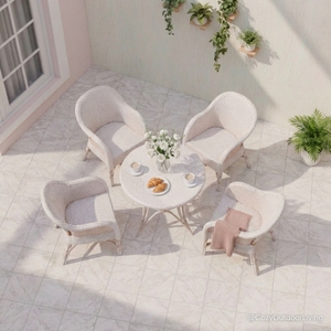 Modern Outdoor All Weather French Bistro Wicker <b>Dining</b> Armchair Handwoven Synthetic PE Rattan Patio <b>Dining</b> <b>Chair</b> For Restaurant - Product Image 3