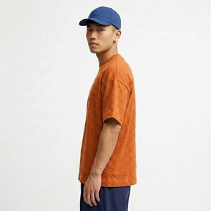 Camiseta de algodón con relieve personalizada estilo streetwear, oversize con hombros caídos, para hombre, vintage, con lavado ácido, de tela gruesa. - Product Image 3