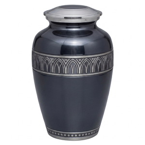Hermosa urna de cremación personalizable para adultos, de aleación de plata grabada, con acabado en color aguamarina, de aluminio, para cenizas humanas. - Product Image 2