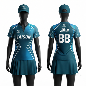 Men Pickleball Uniform 160 GSM Moisture Wicking Breathable Anti-Bacterial UV Protection Polyester Mesh Teal <b>White</b> Panel <b>Skirt</b> - Product Image 1