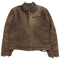 Veste en toile vintage délavée pour homme, style streetwear personnalisé, fermeture éclair, veste de travail en toile épaisse, vestes en jean pour homme