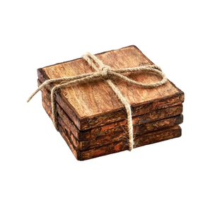 Wood <b>Coaster</b> Crafts from India Style Mats & Pads Natural Rustic Decorative <b>Table</b> Accessories Wood <b>Coaster</b> - Product Image 1