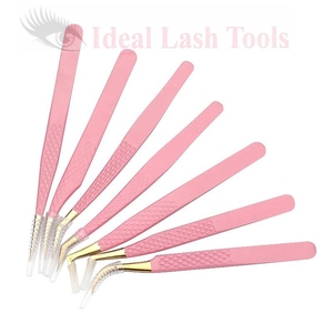Pince à épiler professionnelle rose en acier inoxydable pour extensions de cils, haute précision, antistatique, applicateur pour cils volumineux - Product Image 4