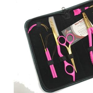 Hot <b>Pink</b> Gold Sustainable Stainless Steel Hair Extension <b>Tool</b> <b>Kit</b> Custom Logo Wholesale Includes Removal Beads Pliers - Product Image 4