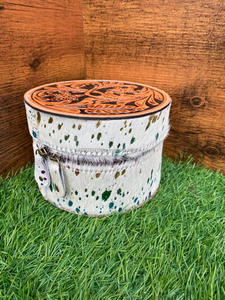 Caja de almacenamiento de cosméticos de maquillaje con estilo, caja de maquillaje de cuero de piel metálica hecha a mano, cajas organizadoras de baño de tocador - Product Image 2