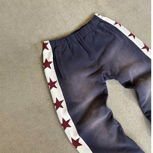 Pantalones de chándal para correr de pierna ancha y pesada con logotipo impreso de gran tamaño personalizado para hombre, pantalones de chándal con lavado ácido de piedra para pantalones de hombre - Product Image 3