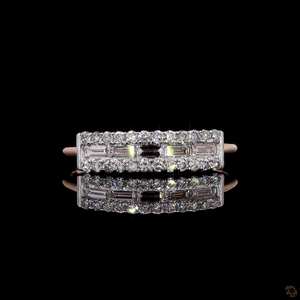 0.50ct แถบเพชรทรงเหลี่ยมที่หรูหราและเพชรกลมประดับเพชรสีโรสโกลด์แลปสำหรับปลูกเพชรวางซ้อนกันได้ - Product Image 1