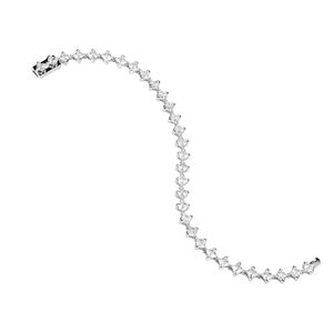 Unisex Silver Plated Tennis Bracelet Princess Cut Moissanite Channel Setting Trendy Luxury GRA Certified Wedding <b>Gift</b> - Product Image 5