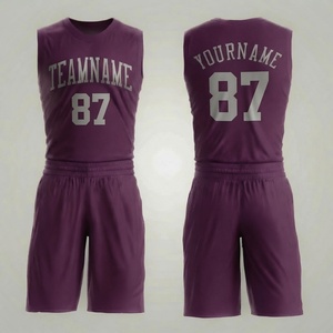 Conjunto de Uniforme de Baloncesto Personalizado Morado Sin Mangas 100% Poliéster Transpirable con Impresión del Nombre del Equipo Unisex para Adultos - Product Image 1