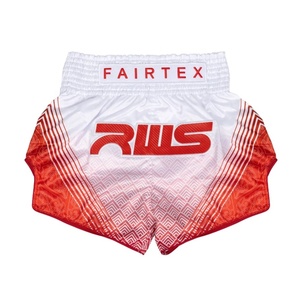 Short de Muay Thai Fairtex Rouge et Blanc, Impression par Sublimation, Unisexe, Équipement d'Entraînement MMA et Kickboxing, Polyester Respirant pour Adultes et Jeunes - Product Image 1