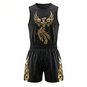 Conjunto de Ropa de Lucha MMA para Hombre con Estampado de Fénix Dorado, Uniforme de Artes Marciales de una Pieza de Poliéster de Secado Rápido - Product Image 3