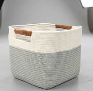 Cotton Rope Storage Basket 100% Eco-friendly Foldable Cotton Storage Baskets new cotton basket with handles for home decor - Product Image 1