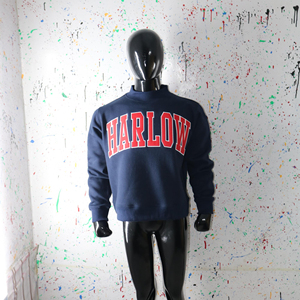 Sudadera Harlow Azul Marino con Cuello Alto, Corte Regular, Algodón, Estampado de Letras en la Parte Delantera, Unisex, para Otoño, CLUSH SPORTS - Product Image 3