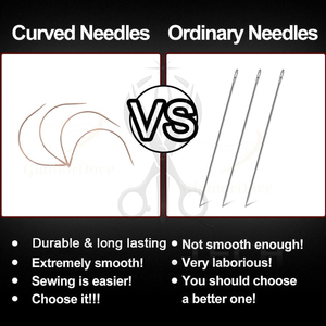 Rose Gold Plated Stainless Steel C-Curve Hair Extension Needles Set Professional Weft Sewing Tools for <b>Wig</b> Making - Product Image 5