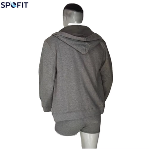 Sweat-shirt à capuche surdimensionné pour homme SPOFIT, gris uni, coupe classique, sweat-shirt décontracté en coton French Terry, vêtements d'automne - Product Image 1