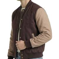 Jaket Varsity Biru Putih Pria Gaya Letterman Kancing Depan Kasual Streetwear Pakaian Luar Manset Bergaris Pakaian Fashion