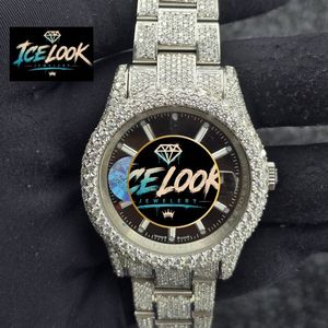 นาฬิกาข้อมือหรูหรา Ice Look ระบบจักรกล Miyota หน้าปัดอนาล็อก ประดับเพชร สายสแตนเลสสตีล ระบบควอตซ์ สำหรับทุกเพศ - Product Image 1