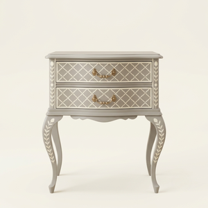 Wholesale Antique French Style Bone Inlay Bedside <b>Table</b> Furniture for Bedroom Bedside Cabinet Farmhouse Curved Leg <b>End</b> <b>Table</b> - Product Image 1