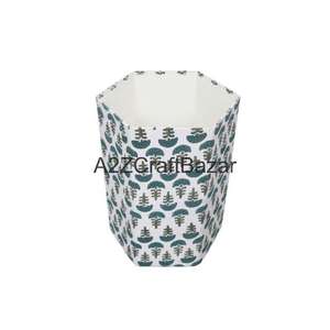 Poubelle en carton pliable écologique indienne faite à la main, à couvercle ouvert, avec couvercle roulant, design géométrique, pour déchets hospitaliers DIY - Product Image 3