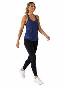 ONETEN <b>Women's</b> <b>Navy</b> Blue Scoop Neck <b>Tank</b> <b>Top</b> Curved Hem Solid Sporty Regular Length Camisole - Product Image 3