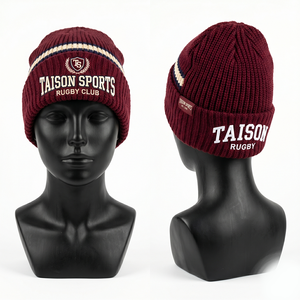 Premium 320 GSM Acrylic Knit Rugby Beanie Green Ribbed Cuffed <b>Winter</b> Hat Custom Embroidery Logo Design - Product Image 6