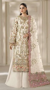Chiffon Semi Stitched <b>Suit</b> With Embroidery And Sequin Work Traditional Indian Pakistani <b>Wedding</b> Wear For <b>Women</b> - Product Image 3