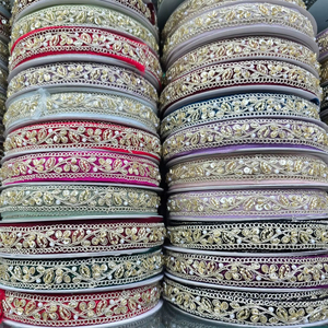 Garment Accessories Colored Ethnic Clothes Material Sewing GUIPURE Lace Trims Metallic Upholstery <b>Webbing</b> Ribbon Lace Embroidery - Product Image 1
