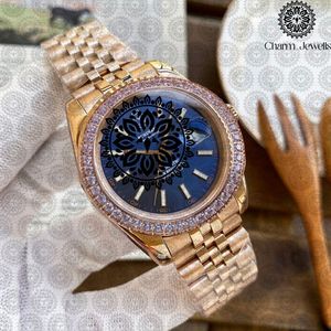 PISIN Montre automatique de luxe pour homme en or 41 mm avec verre saphir, lunette sertie de diamants, analogique, mécanique, fermoir pliant - Product Image 1