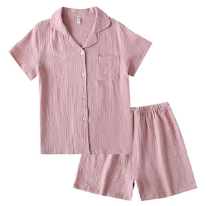 Conjunto de Pijama Casual Vintage de Manga Corta 100% Algodón para Mujer, Ropa de Dormir Ligera de Verano con Pantalones Cortos, Ropa de Estar Suave de Color Sólido - Product Image 5