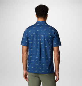 Camisa de Pesca de Manga Corta Azul Sólida para Hombre con Cierre de Pullover, Secado Rápido, UPF 50, 100% Poliéster, Antibacteriana - Product Image 3