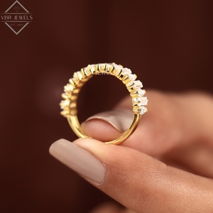 Anillo de Eternidad de Diamantes de Corte Mixto de Lujo en Oro Amarillo con Marquise y Baguette, Anillo de Boda para Mujer, Regalo de Joyería Nupcial - Product Image 3