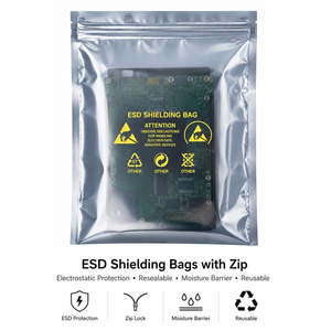 Custom 3 Mil Biodegradable PE/Aqueous Coated ESD Anti-Static Ziplock <b>Vacuum</b> <b>Bags</b> Reusable Dust-Free Protective Electronics - Product Image 3