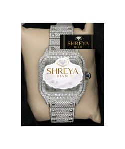 Montre-bracelet unisexe de haute qualité avec cadran carré analogique en moissanite, boîtier en acier inoxydable, verre en cristal, mouvement automatique arabe - Product Image 1