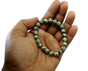 <b>Men</b> and Women Handmade Feng Shui Dalmatian jasper Round Stone <b>Beads</b> Round <b>Bracelet</b> 8-10mm Size Fashion Jewelry Energy - Product Image 4