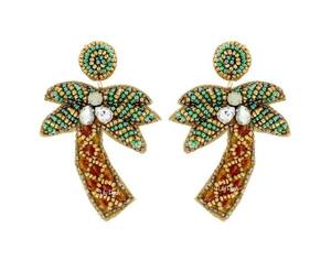 Pendientes bordados a mano de la India con cuentas de semillas, multicolor, para mujer, artesanía de bordado. - Product Image 1