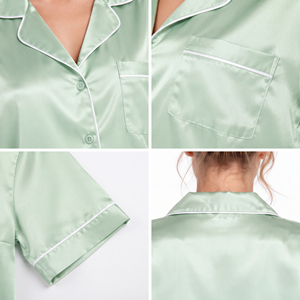 Women Lounge Wear Silk Satin Button Up <b>Top</b> Short Sleeve Night Wear Turn Down Collar Shirt Ladies Sleeping <b>Top</b> <b>Silky</b> Shirts Women - Product Image 6