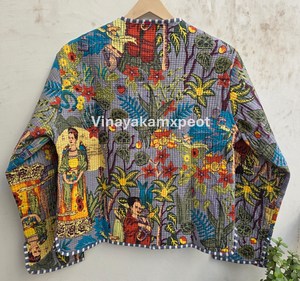 Veste matelassée écologique brodée de fleurs colorées, respirante en coton, faite à la main pour femme, prix usine, collection 2026 à succès - Product Image 2