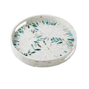 Plateau artisanal en nacre avec incrustations complexes pour un service de luxe, une décoration et une présentation à la maison - Product Image 3