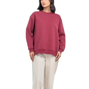Sudadera de Cuello Redondo para Mujer, Color Sólido, 100% Algodón, Tejido de Punto, Manga Larga, Corte Regular, para Otoño, Ecológica, Resistente al Viento, Forrada - Product Image 5