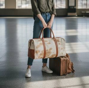 Bolsa de Viaje de Cuero Genuino con Pelo, con Cierre, Ligera, de Gran Capacidad, Venta al Por Mayor, Exportador LHODB-0067 - Product Image 3