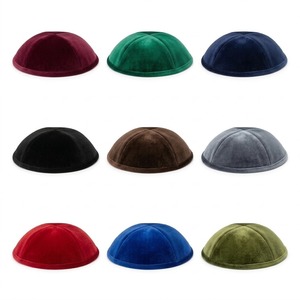 Kipá de Terciopelo, Gorro Judío de Color Sólido, Gorro Étnico del Medio Oriente para las Cuatro Estaciones, Disponible en 9 Colores - Product Image 1